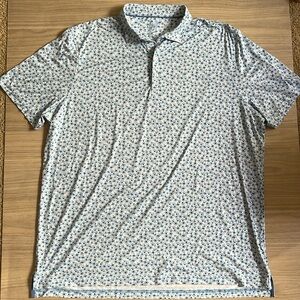 Mens Gently Used Johnnie-O Golf Blue Floral Polo Featherweight Size XXL